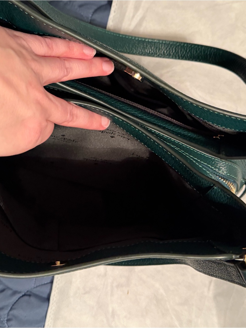 kate spade Teal Green Pebble Leather Shoulder Bag - Picture 9 of 13
